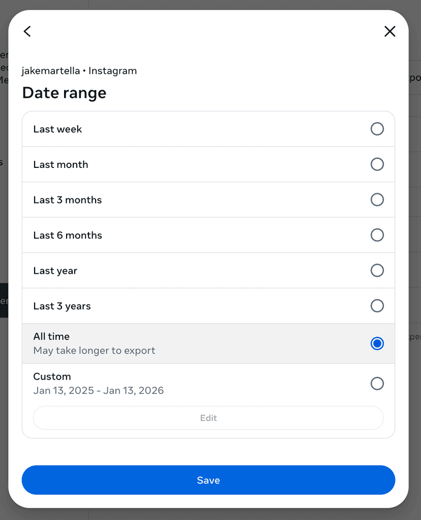 Date range selection